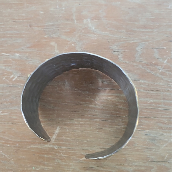 Anju Metal Hammered Mixed Metal Leaf Cuff Bracelet - Picture 9 of 12